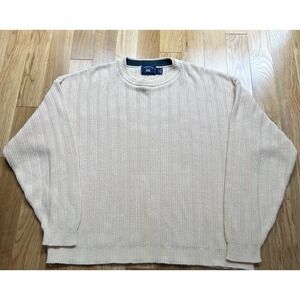 Vintage Harbor Bay Sweater Mens 1X ivory Knit Made In USA Grandpa